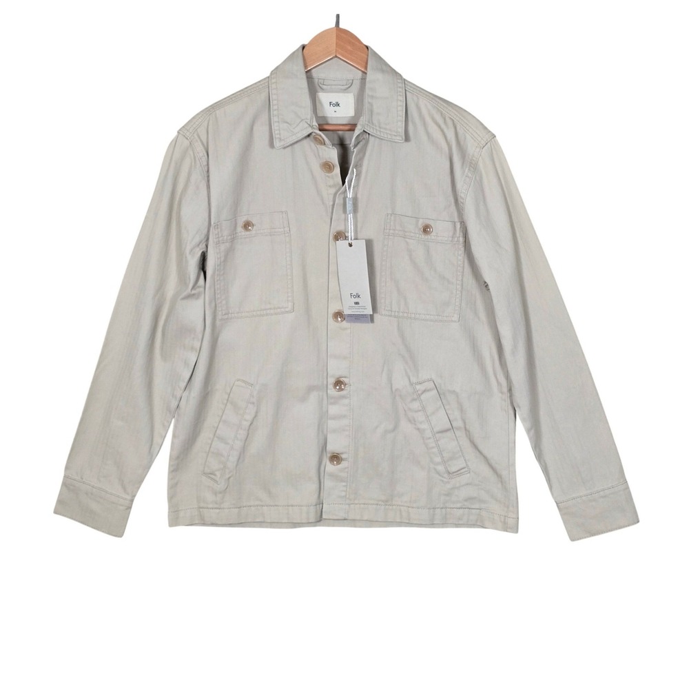 NWT Folk Men's Herrington Herringbone Twill 4PKT Jacket Stone M
